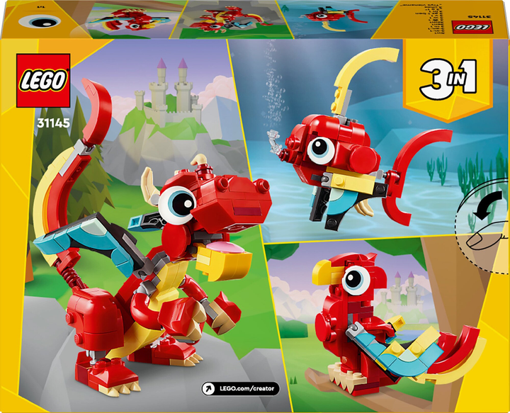 Zestaw klocków LEGO Creator Czerwony smok 149 elementów 4 szt (31145) - obraz 4