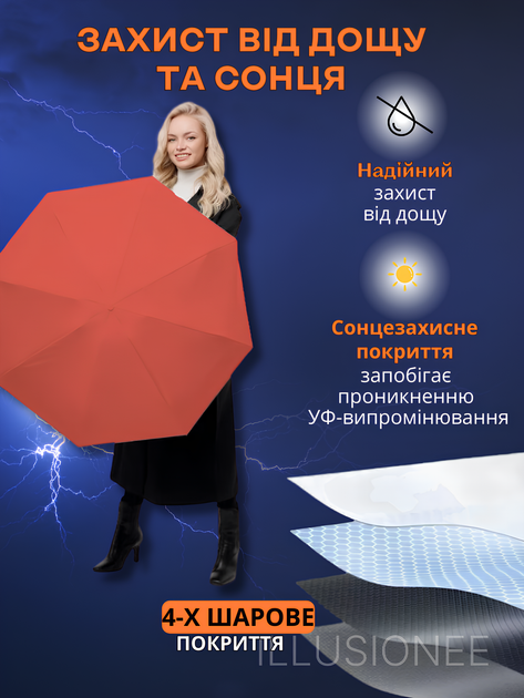 Капсульный мини-зонт мужской и женский от солнца и дождя в футляре оранжевый 3DTOYSLAMP - изображение 6