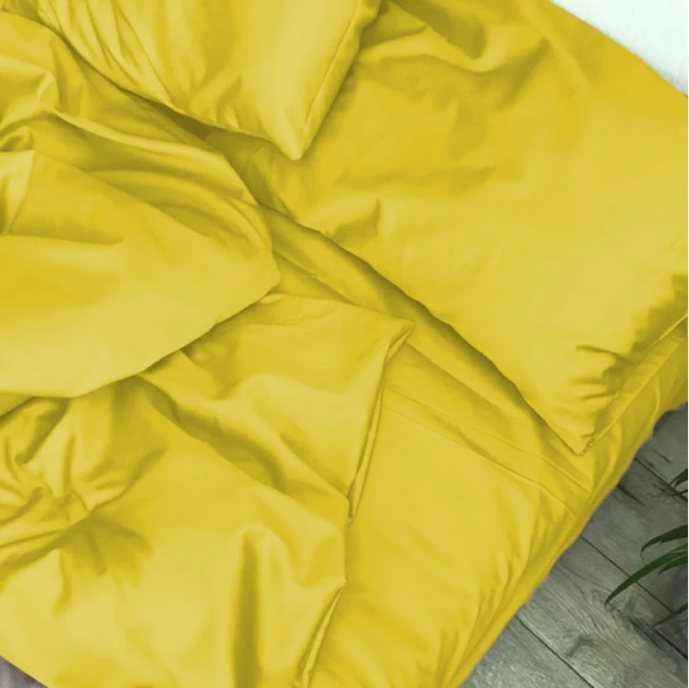 Акція на Простирадло на резинці по периметру MirSon Satin Light Pro 10-002 Yellow 120x190+25 см від Rozetka