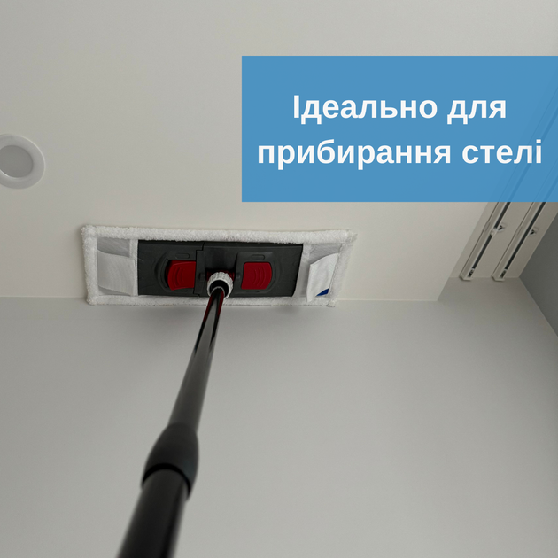 Швабра флаундер 150 см для влажной уборки с плоской насадкой микрофибра 40 см - изображение 5