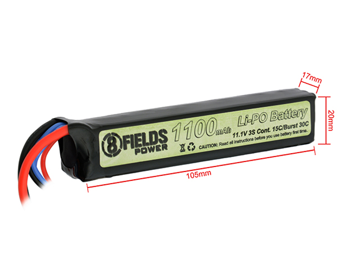 Акумулятор 8Fields LiPo 11.1V 1100mAh 15/30C T-Connector - изображение 2