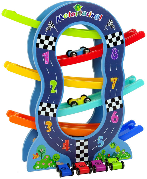 Ігровий набір LEAN Toys Wooden Slide 6 Levels Cars Numbers (5904665990292) - зображення 2