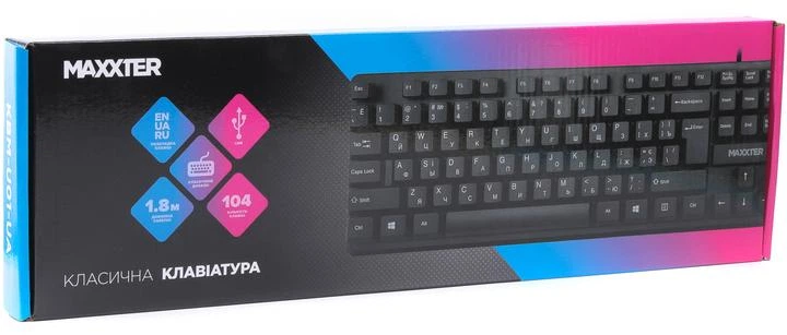 Клавіатура Maxxter KBM-U01-UA офісна, USB, Black - зображення 3