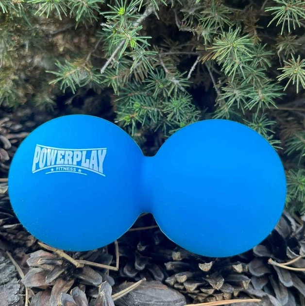 Масажний силіконовий подвійний м'яч PowerPlay PP-4355 Silicone Lacrosse Peanut Ball (6.3*12.6см.) Синій (A-013221) - зображення 9