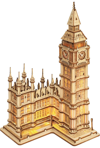 3D Puzzli drewniane Nice Idea LED Big Ben 10 x 11 x 19 cm 220 elementów (6974280920584) - obraz 2