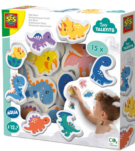 Zestaw zabawek do kąpieli Ses Creative Bath Time piankowe dinozaury 15 szt (8710341132149) - obraz 1