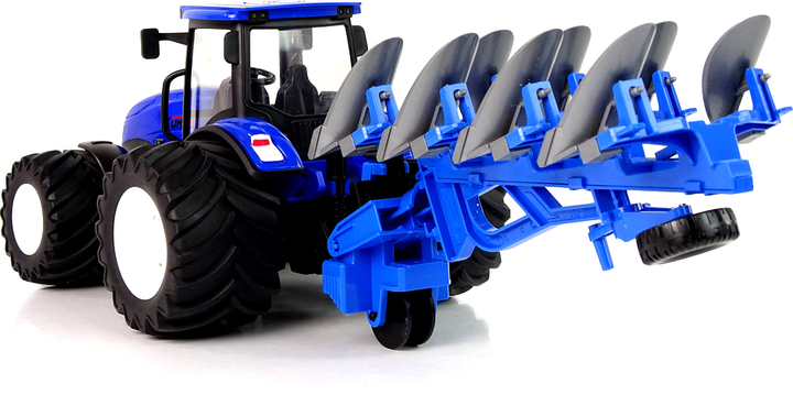 Traktor zdalnie sterowany LEAN Toys z pługiem 1:24 Niebieski (5905323215511) - obraz 3