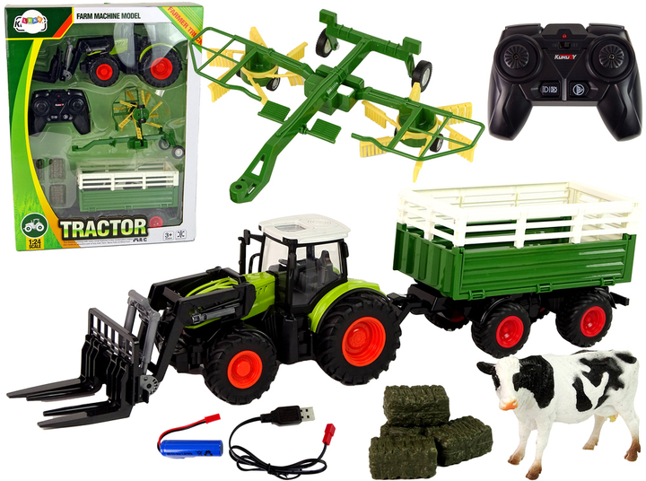 Traktor zdalnie sterowany LEAN Toys Remote Controlled Farm Machinery z akcesoriami 1:24 (5905323215429) - obraz 2