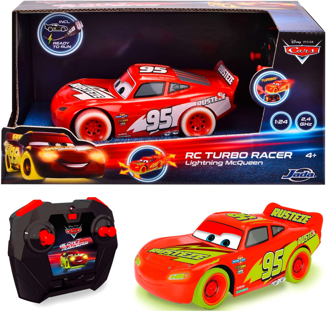 Машина на радіокеруванні Jada Cars Glow Racers Lightning McQueen (4006333086489) - зображення 2