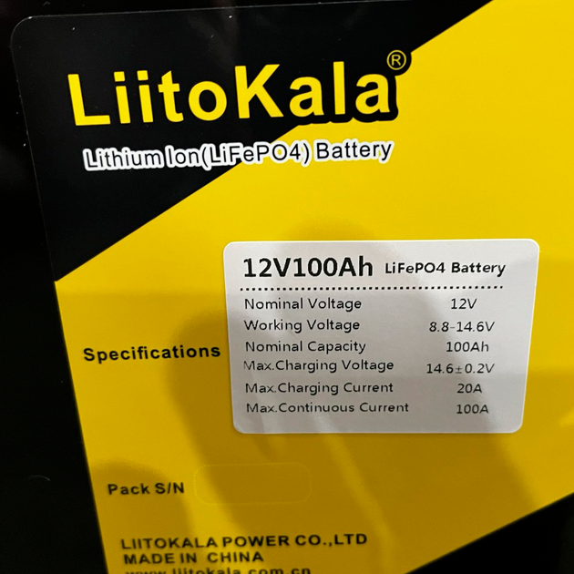 Аккумулятор LiFePO4, LiitoKala, 12 В, 100 Ач, с LCD дисплеем, BMS smart плата - Фото 6 Аккумулятор LiFePO4, LiitoKala, 12 В, 100 Ач, с LCD дисплеем, BMS smart плата - изображение 6