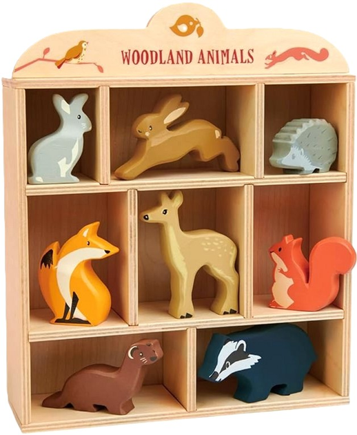 Фігурки для ігор Tender Leaf Display Shelf with 8 Wooden Animals Woodlands (0191856084709) - зображення 1