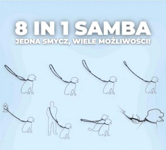 Smycz regulowana Amiplay Samba 8 w 1 L 200 - 400 cm Czarna (5907563301542) - obraz 3