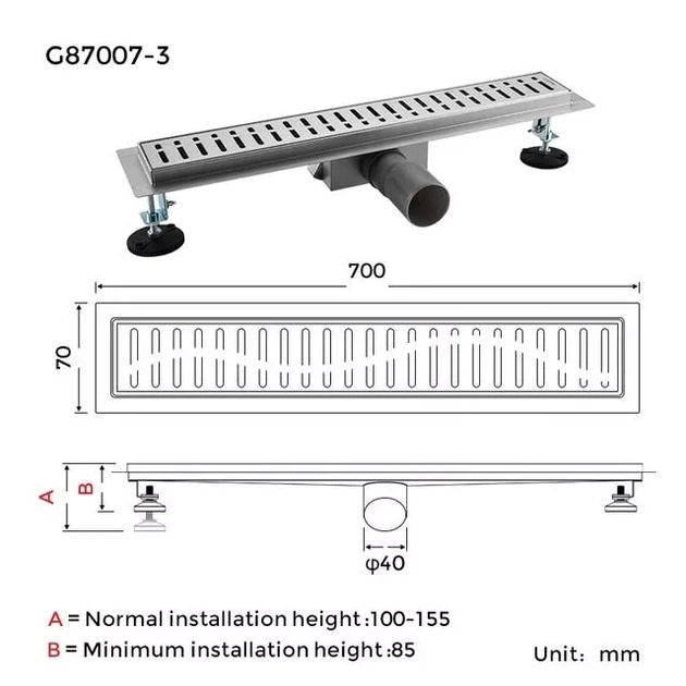 Трап душевой из нержавеющей стали 70*700 мм GAPPO G87007-3 - изображение 6