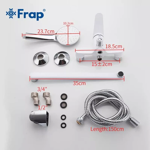 Змішувач для ванни Frap F2245, білий/хром F2245 - Фото 7 Змішувач для ванни Frap F2245, білий/хром F2245 - изображение 7
