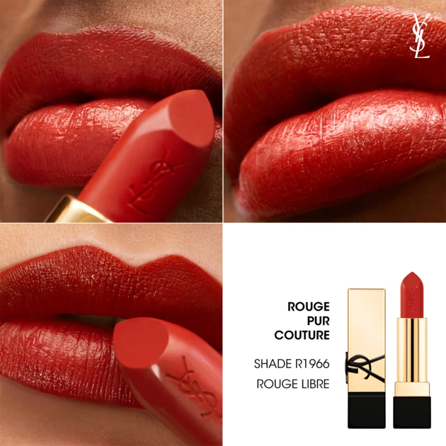 Помада для губ Yves Saint Laurent Rouge Pur Couture Caring Satin Lipstick R1966 Rouge Libre 3.8g - изображение 4