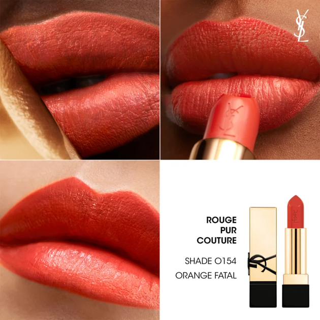 Помада для губ Yves Saint Laurent Rouge Pur Couture Caring Satin Lipstick O154 Orange Fatal 3.8g - изображение 3