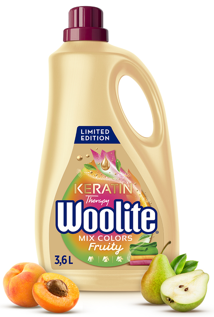 Засіб для прання рідкий Woolite Fruity з посиленим ароматом для кольорових тканин з Кератином 3.6 л (5908252011926) - зображення 2