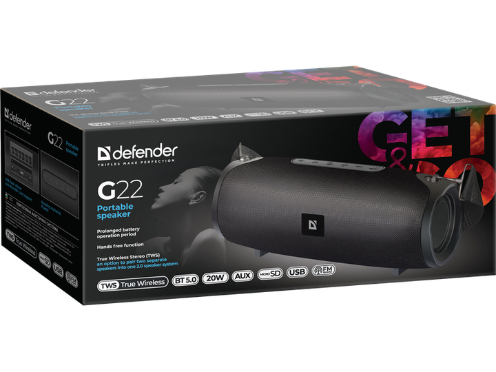 Портативна колонка Defender G22 Black (65122) - Фото 5 Портативна колонка Defender G22 Black (65122) - изображение 5