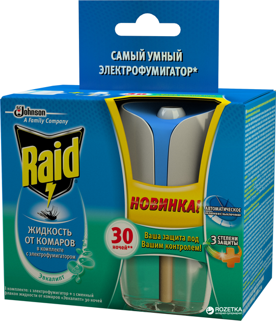 Raid электрофумигатор защита со слайдером и жидкость на 30 ночей