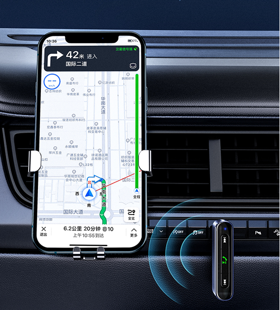 Аудиоадаптер Bluetooth aux гарнитура в машину USAMS US-SJ519 |BT5.0, Mic, 6Hours, AUX| Cерый - изображение 12