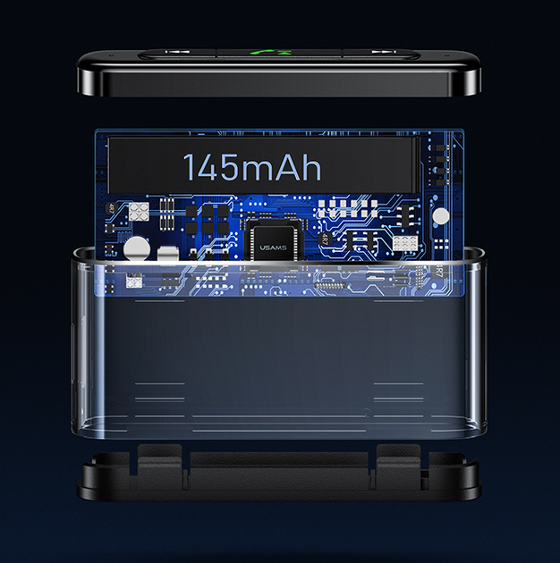 Аудиоадаптер Bluetooth aux гарнитура в машину USAMS US-SJ519 |BT5.0, Mic, 6Hours, AUX| Cерый - изображение 6