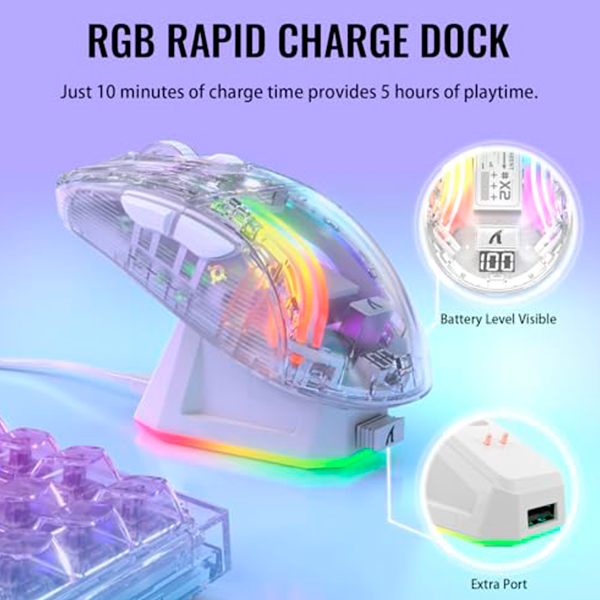 Беспроводная игровая мышка Attack SHARK X2 Pro (4000DPI, 2.4G, RGB, white) - Фото 5 Беспроводная игровая мышка Attack SHARK X2 Pro (4000DPI, 2.4G, RGB, white) - изображение 5