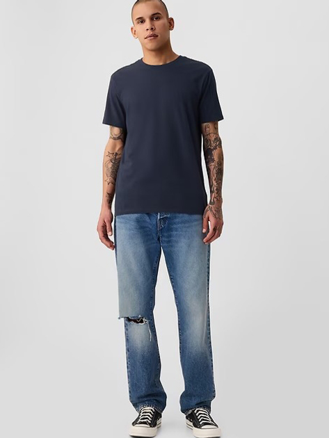 T-shirt męski długi bawełniany GAP 440775-01 S Granatowy (1200034716673) - obraz 3