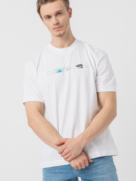 Футболка бавовняна чоловіча Calvin Klein Jeans J30J325195-YAF M Біла від Rozetka на платформі USKIDKA Акція на Футболка бавовняна чоловіча Calvin Klein Jeans J30J325195-YAF M Біла від Rozetka