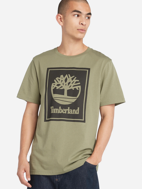 T-shirt męski bawełniany Timberland TB0A5WQQ L Khaki (194902955657) - obraz 1