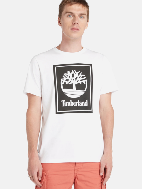 T-shirt męski bawełniany Timberland TB0A5WQQ S Biały/Czarny (194902954162) - obraz 1