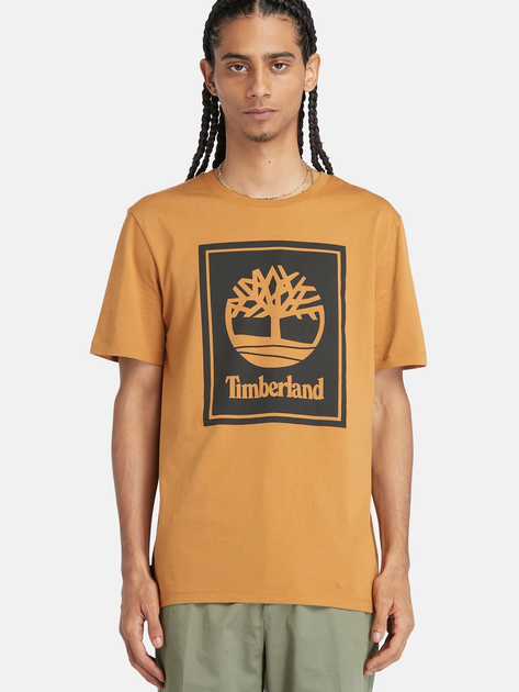 T-shirt męski bawełniany Timberland TB0A5WQQ M Beżowy/Czarny (194902955046) - obraz 1