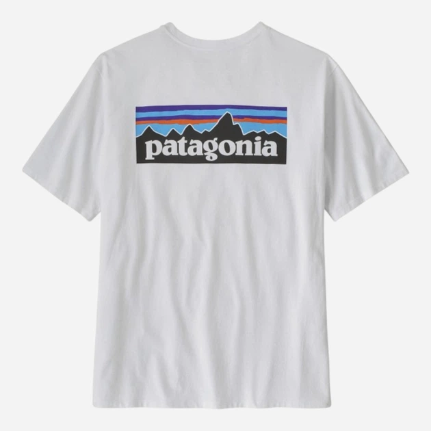 T-shirt męski długi Patagonia Men's P-6 Logo Responsibili-Tee 38504-WHI M Biały (192964189508) - obraz 4
