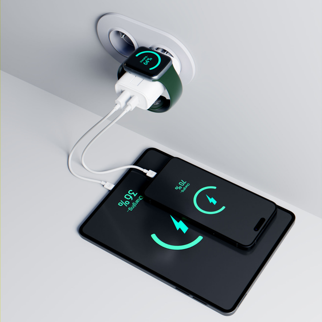 Мережевий зарядний пристрій 3mk HARDY for APPLE | 2 in 1 | GaN 33W | PD, QC3.0, PPS | TYPE-C USB-A | White - Фото 7 Мережевий зарядний пристрій 3mk HARDY for APPLE | 2 in 1 | GaN 33W | PD, QC3.0, PPS | TYPE-C USB-A | White - зображення 7