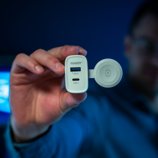 Мережевий зарядний пристрій 3mk HARDY for APPLE | 2 in 1 | GaN 33W | PD, QC3.0, PPS | TYPE-C USB-A | White - Фото 8 Мережевий зарядний пристрій 3mk HARDY for APPLE | 2 in 1 | GaN 33W | PD, QC3.0, PPS | TYPE-C USB-A | White - зображення 8
