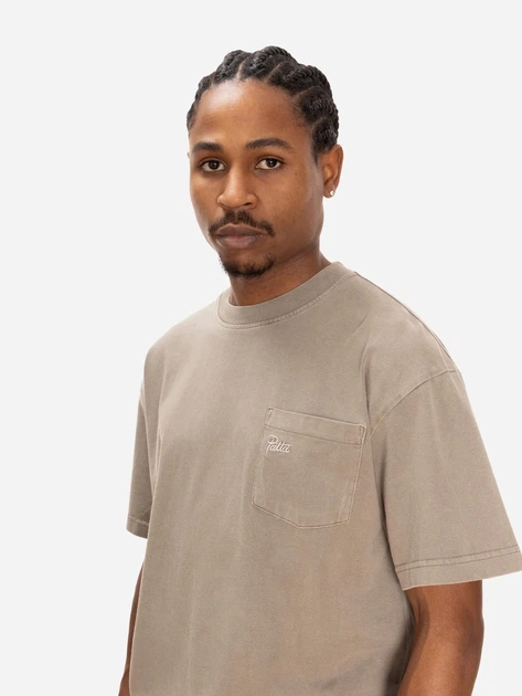T-shirt bawełniany męski Patta Basic Pocket 1000-290-0140-062 M Jasnobrązowy (8719523084320) - obraz 3