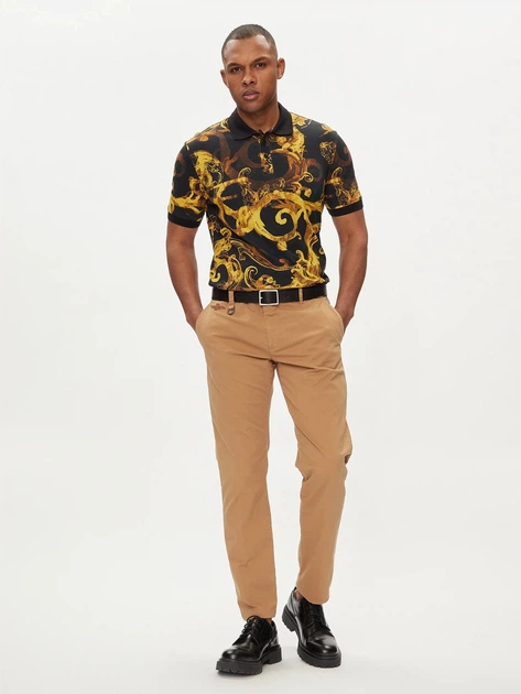 Koszulka polo męska Versace Jeans Couture vjc76gag6s0js286g89 L Czarny/Żółty (8052019587203) - obraz 3