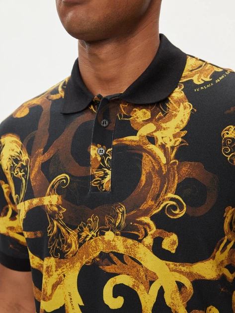 Поло довге чоловіче Versace Jeans Couture vjc76gag6s0js286g89 3XL Чорний/Жовтий (8052019587258) - зображення 4