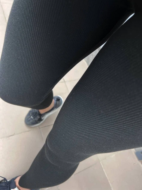Лосини жіночі A-N 9608 з бавовни дрібний рубчик широкий пояс з вишивкою one size чорні - зображення 5