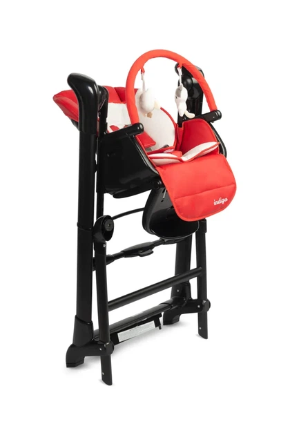 Крісло-гойдалка + стільчик для годування Caretero INDIGO Black Wine - зображення 2