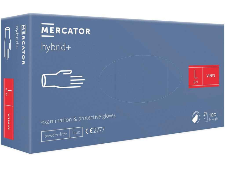 Перчатки вінілові MERCATOR (блакитні) Hybrid+ Gloves L 100шт - зображення 1