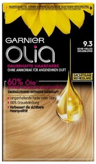 Farba do wlosow Garnier Olia 9.3 Golden light blond 150 ml (3600541298804) - obraz 1