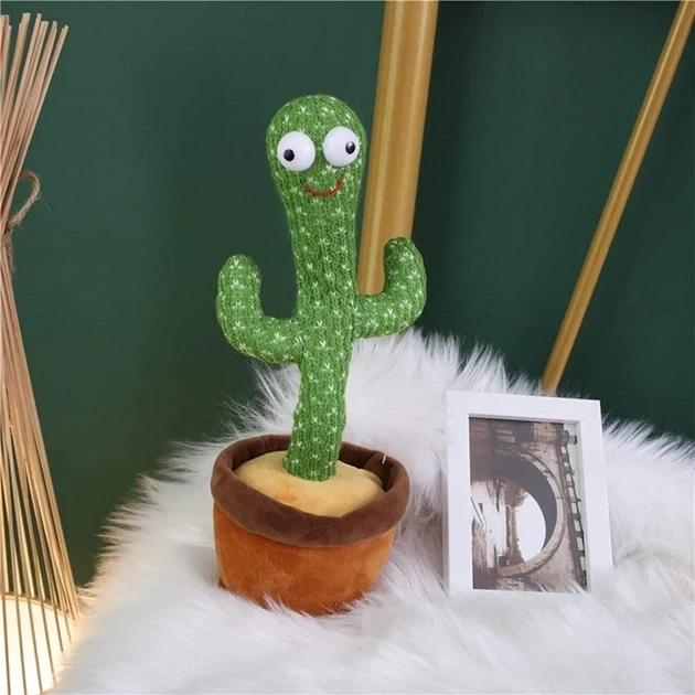 Танцюючий кактус Dancing Cactus повторює звуки навколо 34 см Зелений - зображення 5