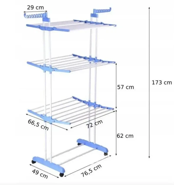 Вертикальная сушилка для белья до 50 кг Garment rack with wheels складная - изображение 5