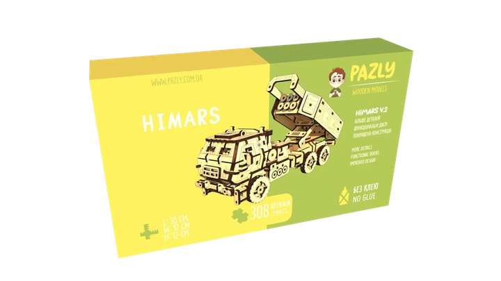 3D Пазл Із Дерева Механічний Pazly Хаймарс Himars 308 деталей - зображення 3