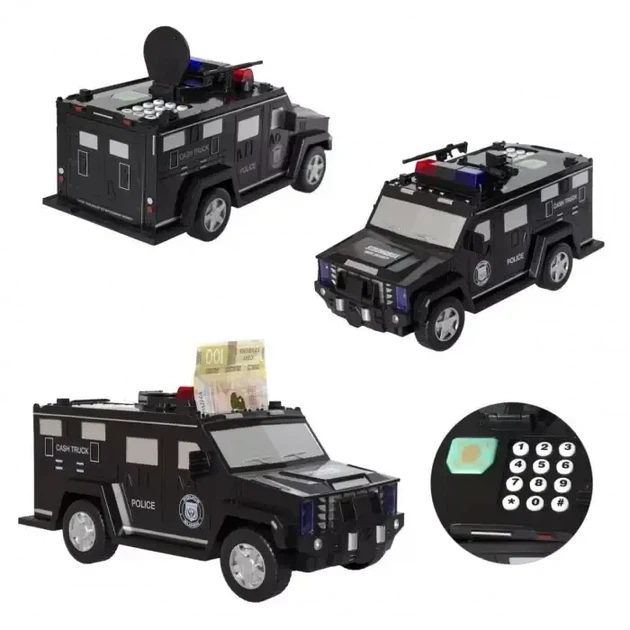 Електронна скарбничка-сейф Машина поліції Hummer CASH TRUCK 143 з кодовим замком - Фото 3 Електронна скарбничка-сейф Машина поліції Hummer CASH TRUCK 143 з кодовим замком - зображення 3