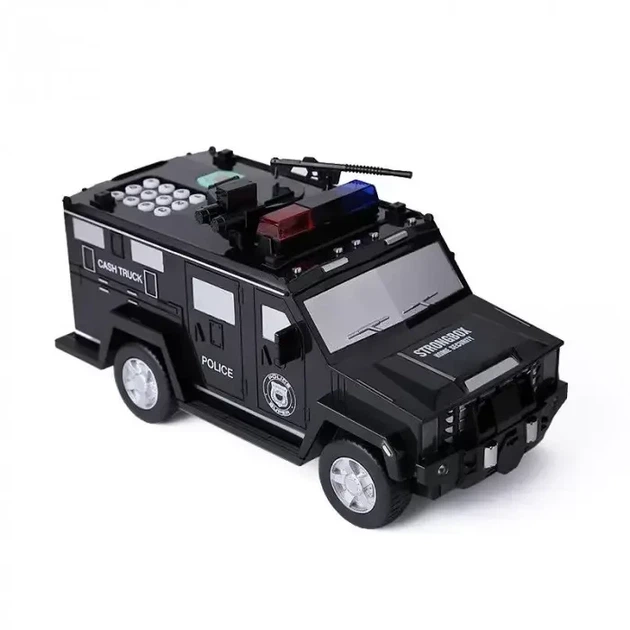 Електронна скарбничка-сейф Машина поліції Hummer CASH TRUCK 143 з кодовим замком - Фото 4 Електронна скарбничка-сейф Машина поліції Hummer CASH TRUCK 143 з кодовим замком - зображення 4