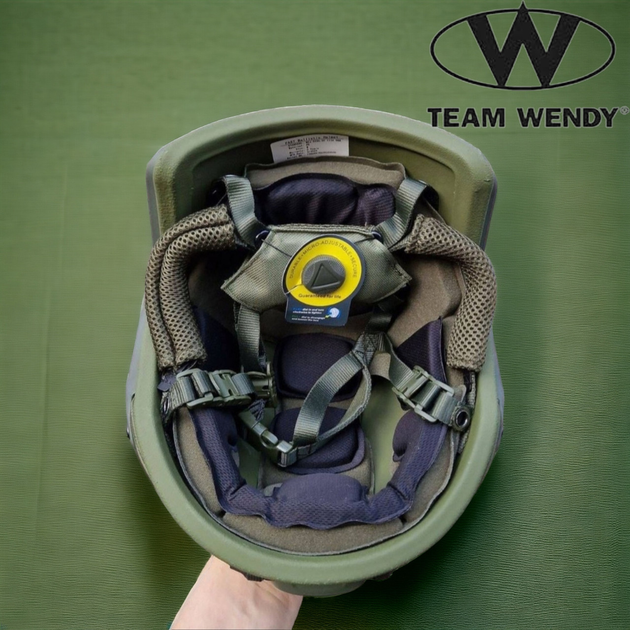 Універсальна підвісна система + протиударні захисні подушки Team Wendy для шолома каски FAST MICH PASGT олива - зображення 2