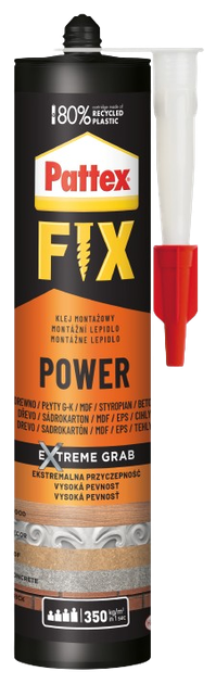 Клей монтажный Pattex FIX Power, 385 г - Фото 1 Клей монтажный Pattex FIX Power, 385 г - изображение 1