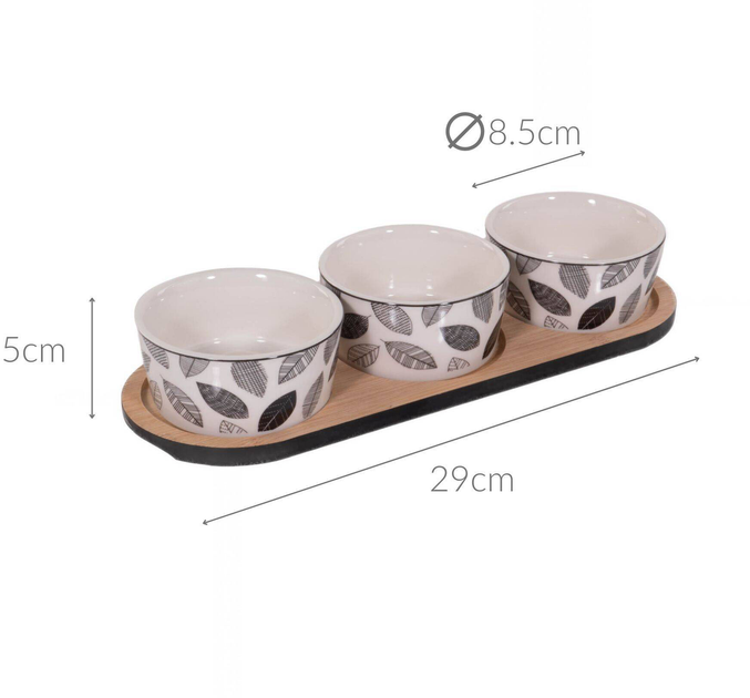 Набір для сервірування закусок Excellent Houseware піднос i 3 порцелянові піалки (8720573233330) - зображення 7