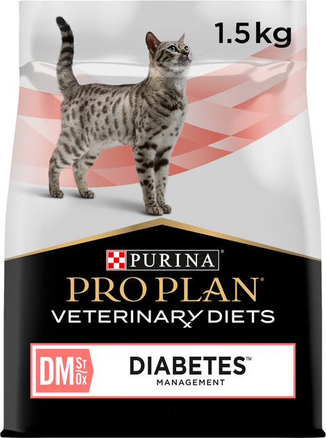 Sucha karma dietetyczna Purina Pro Plan DM ST/OX Diabetes Management dla dorosłych kotów, regulująca wchłanianie glukozy (cukrzyca) 1.5 kg (7613035159822) - obraz 1